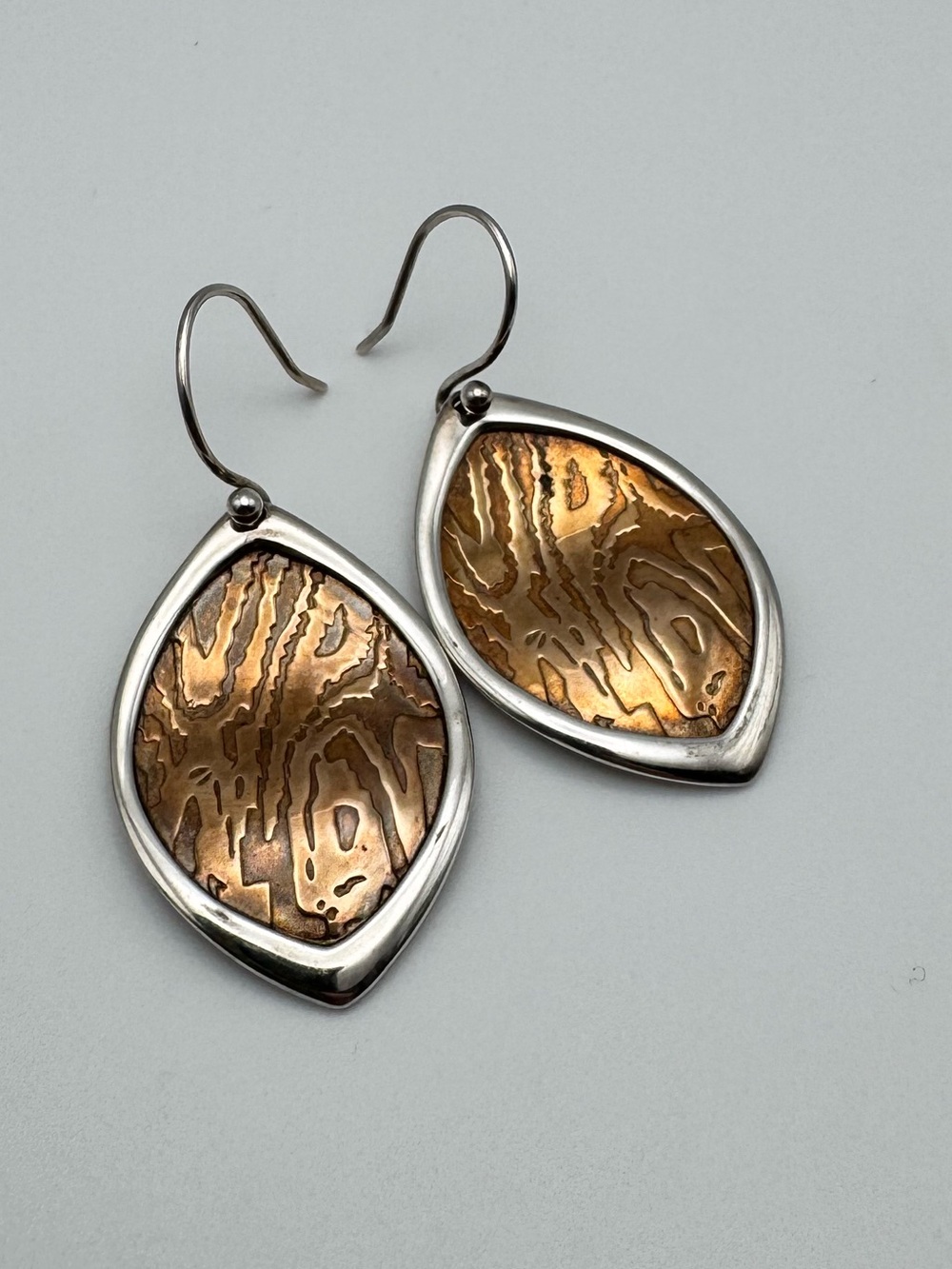 Silpada Sterling Silver 925 Timber Bronze Dangle Earrings